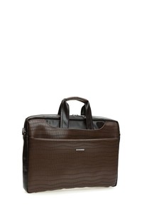  Bilik Deri  Kahve Kroko Unisex Laptop & Evrak Çantası BRIEFCASE