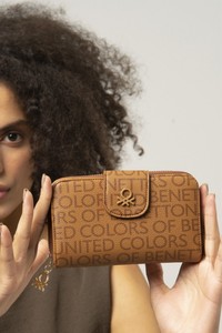 Benetton Monogram Camel Kadın Portföy & Clutch Çanta BNT847